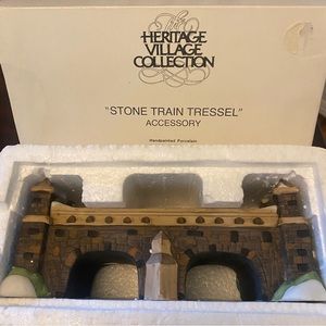 Department 56 Stone Train Trestle Accessory with Box Vintage